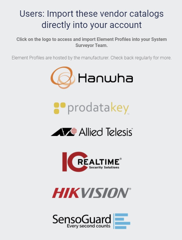 Do you have an element catalog for import?